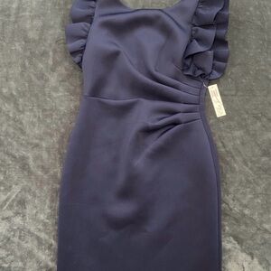 Eliza J Navy Ruffled Mini Dress